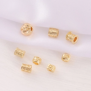 Set van 8 vergulde holle kralen met reliëfpatronen voor DIY-sieraden en armbanden maken