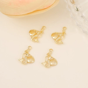 Pendentifs sirène et coquillage en métal doré pour la création de bijoux DIY et colliers