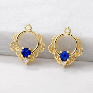 Anhänger aus blauem Edelstein und Gold mit Flechtmuster für DIY-Schmuckketten