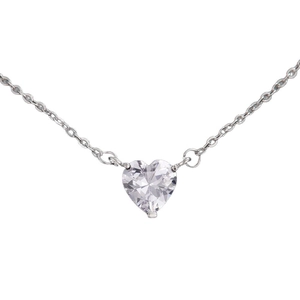 Collar con colgante de circonita en forma de corazón y cadena minimalista de plata