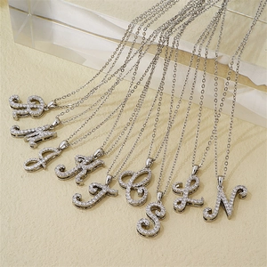 Micro Ingelegd Zirconia Schuingedrukte Alfabet Letter Hanger Zonder Ketting Koperen Sieraden Voor Dames DIY Ketting