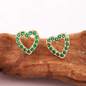 18K Vergoldet Messing Herz Ohrstecker Mikropavé Zirkonia Eleganter Schmuck Für Damen Alltag Dating Geschenk