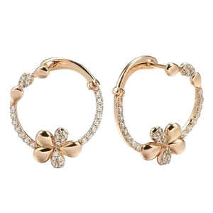 Orecchini a cerchio a forma di fiore in oro rosa con zirconi micro-pavimentati