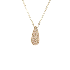 Elegante collana placcata oro con ciondolo a goccia micro-pave e zirconi rosa chiaro