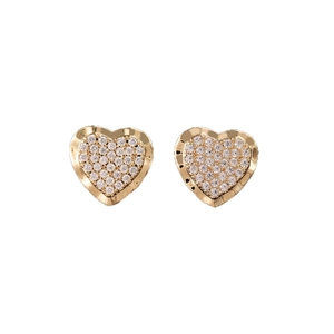 Eleganti orecchini a cuore in oro 18 carati con pavé di zirconi cubici scintillanti