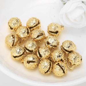 Golden hollow bell charms with engraved cloud patterns for DIY jewelry making