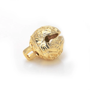 Golden hollow sphere pendant with engraved auspicious cloud patterns for DIY jewelry