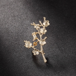 Golden plum blossom branch brooch DIY accessory base for women sweater decoration