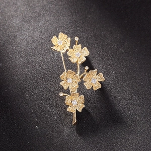 Vintage DIY Gold Plated Copper Flower Brooch Base Empty Setting Floral Branch Pin Findings For Jewelry Making Women Accessories