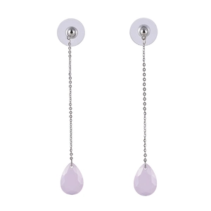 Elegante Silberketten-Ohrringe mit helllila Zirkonia-Kristallen in Tropfenform