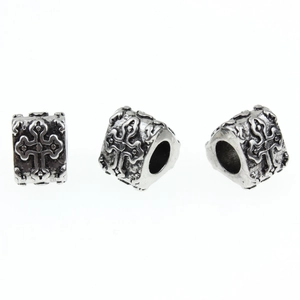 Retro stainless steel cross charms with relief patterns for DIY jewelry bracelets