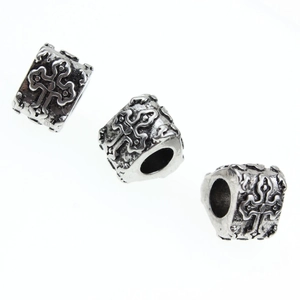 Vintage Stainless Steel Cross Beads Gothic Large Hole Charm Beads For DIY Bracelet Jewelry Making Blackened Silver Bead
