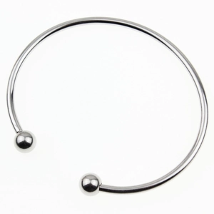 Bracciale rigido aperto minimalista in acciaio al titanio con sfere e finitura lucida