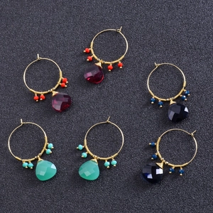 Boho Echt Vergoldet Edelstahl Tropfenstein Ohrringe Für Damen Französisch Vintage Ethnisch Hängen Schmuck