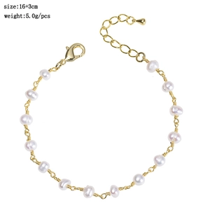 Baroque freshwater pearl chain bracelet with 16+3cm length detail and 5.0g weight