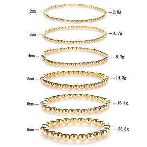 Tabella dettagliata di bracciali con perle dorate da 2mm a 8mm con pesi relativi