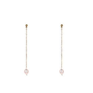 Koreanische Mode Minimalistische Lange Kette Ohrhänger Edelstahl Mit Natürlicher Süßwasserperle Für Damen Eleganter Schmuck