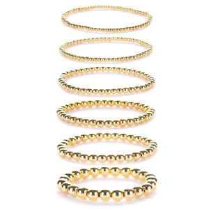 Bracciale Elastico con Perline di Ematite Oro Minimalista di Moda per Uomo Donna Bracciale Stretch con Perline Tonde Regalo di Gioielli