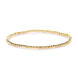 Bracciale elastico minimalista placcato oro 14K con perline per uomo e donna lucido