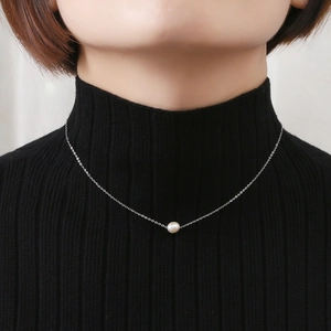 Minimalist Stainless Steel Freshwater Pearl Necklace For Women Elegant Simple Clavicle Chain Romantic Fresh Jewelry Gift