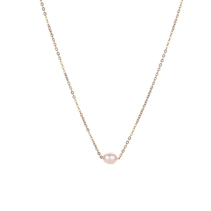 Elegant gold chain necklace with a single light pink freshwater pearl pendant for women