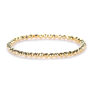 Minimalist faceted hematite beaded bracelet with 14K gold-plated stretchy finish
