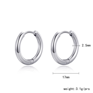 Boucles d'oreilles créoles en forme de C en acier inoxydable poli de 17mm de diamètre