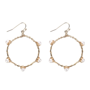 Orecchini a cerchio vintage placcati oro con perle d'acqua dolce fatte a mano stile retrò