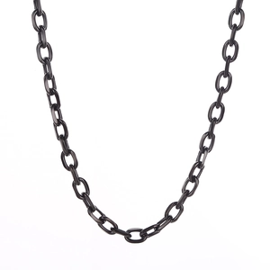 Minimalist thick chain stainless steel necklace with black oval link hardware design
