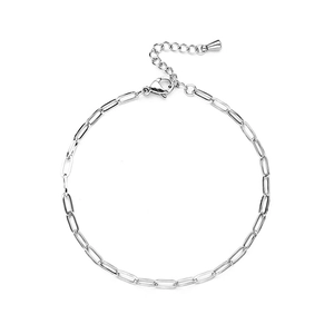 Bracelet chaîne trombone en acier inoxydable argenté étanche avec lien réglable