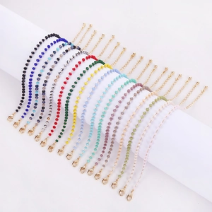 Handmade Faceted Glass Crystal Beaded Bracelet For Women Gold Color Adjustable Chain Light Luxury Fashion Jewelry Gift