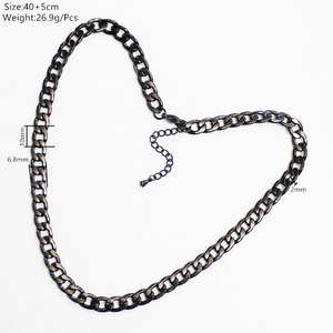 Detailed view of the 10mm chunky gunmetal Cuban link necklace with lobster clasp and chain