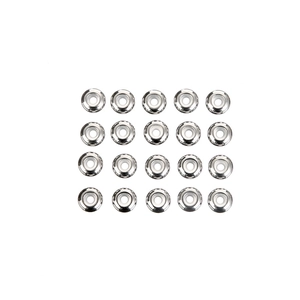 Batch set of 20 polished stainless steel spacer beads with white silicone inner core