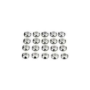 Polished stainless steel rondelle spacer beads set in a 20-piece grid for DIY jewelry