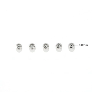 Close-up of 5mm stainless steel beads with 0.8mm hole and silicone positioning insert