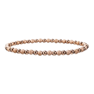 Details eines Roségold-Perlenarmbands mit abwechselnd polierten und mattierten Perlen