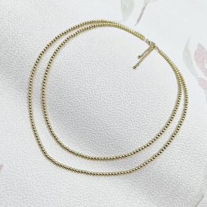 Classica collana di perline in acciaio inossidabile da 3mm placcata oro 18K con chiusura a moschettone