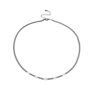 Collana di perline in acciaio inossidabile da 3 mm con perle d'acqua dolce bianche