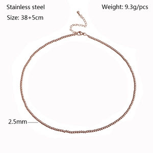 Detail view of 2.5mm rose gold stainless steel bead necklace with 38+5cm length
