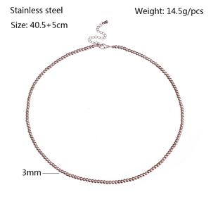 Detail view of rose gold beaded necklace with 3mm stainless steel spheres and lobster clasp