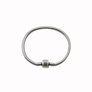 Bracciale a catena snake in acciaio inossidabile lucido con chiusura tonda per charm