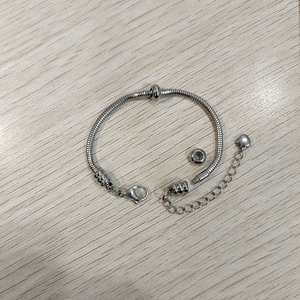 Dettaglio della catena a serpente in acciaio inossidabile con ciondolo a cuore e chiusura