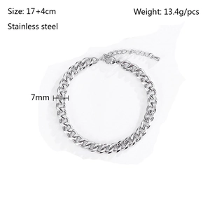 Dettagli del bracciale a catena cubana in acciaio inossidabile con misura 17+4 cm