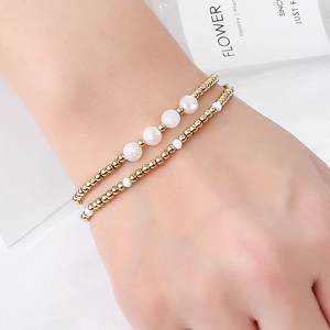 Chic waterproof stainless steel beaded bracelets with sparkling faceted crystals for women