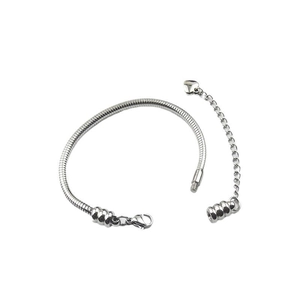 Bracciale a catena serpente in acciaio inossidabile con ciondolo a cuore e chiusura
