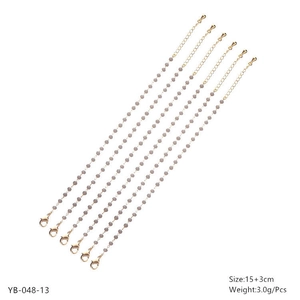 Set of 6 high-quality gold chains with grey matte glass beaded bracelets for women