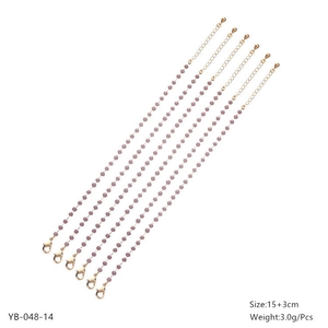 Set of six rose gold beaded bracelets with matte dark purple faceted glass crystals