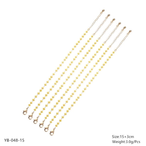 Set of 6 gold plated yellow beaded bracelets with lobster clasp and adjustable chain