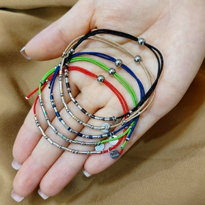Minimalist Stainless Steel Morse Code Bead Bracelet Handmade Woven Adjustable Rope Bracelet For Women Fashion Jewelry Gift
