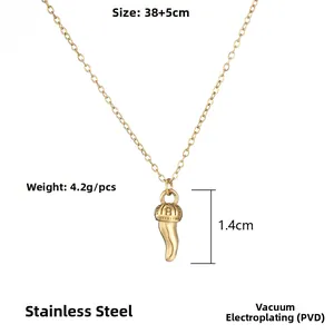 Détail du collier en acier inoxydable plaqué or PVD avec dimensions et poids précis